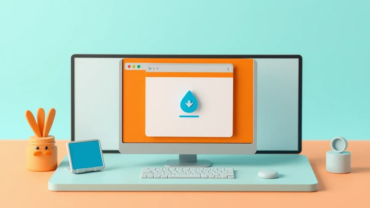 Illustration: A modern web browser window sits centered on a clean, blank desktop interface.