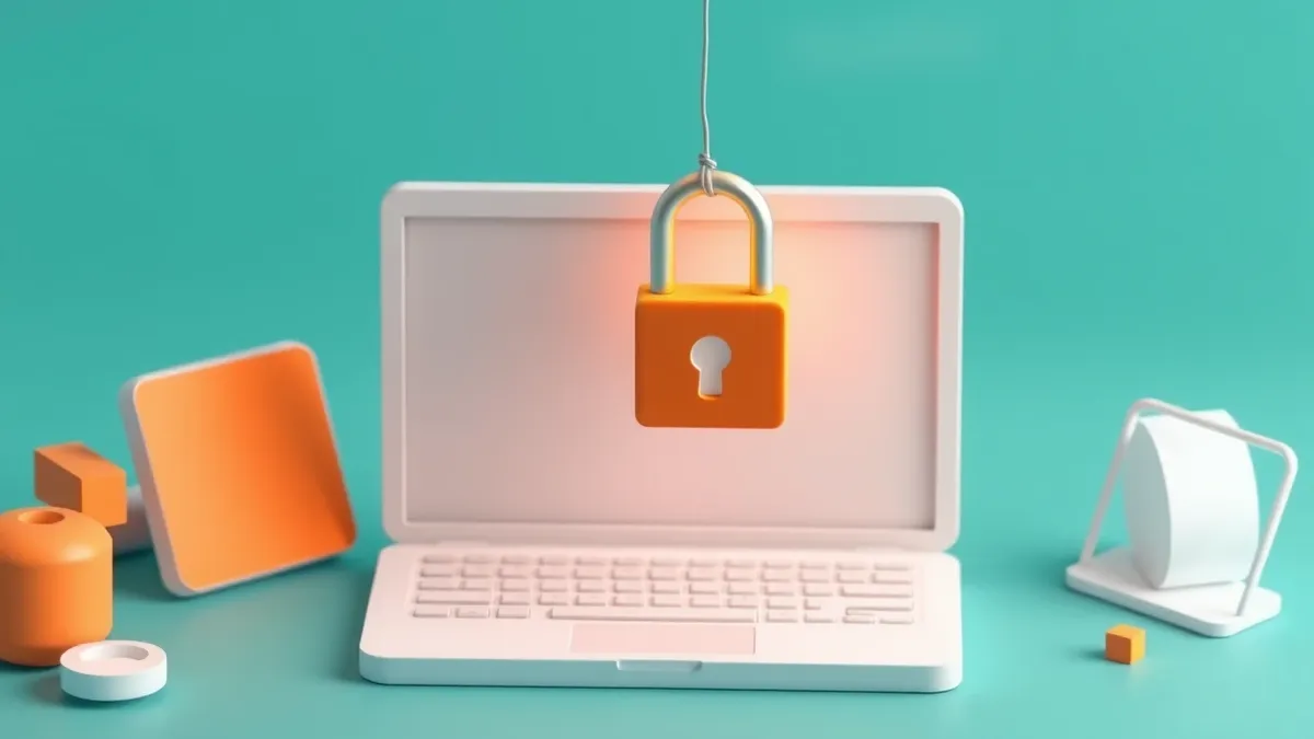 Illustration: A glowing padlock icon floats above a blank web browser window.
