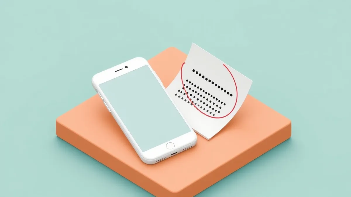 Illustration: A white smartphone displaying a blank notification sits on a wooden desk next to a folded piece of paper.