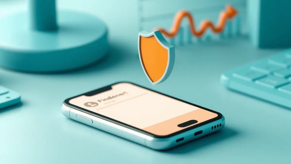 Illustration: A sleek smartphone rests on a clean desk, its screen displaying a blank social media feed with generic profile placeholders.