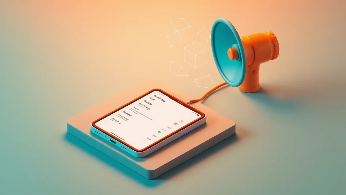 Illustration: A smartphone rests on a plain surface with its screen displaying a generic settings menu.