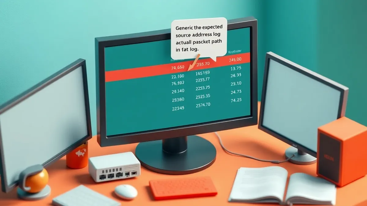 Illustration: A network administrator’s monitor displays rows of blank data fields with one row highlighted in red.