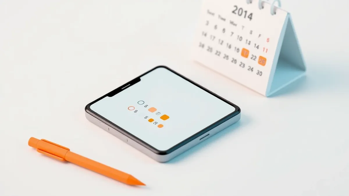 Illustration: A sleek smartphone rests on a white table next to a stylus.