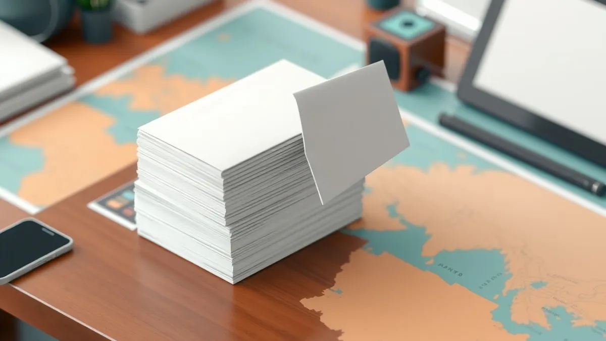 Illustration: A thick stack of blank white envelopes sits on a polished desk, half resting on a map with no borders drawn.